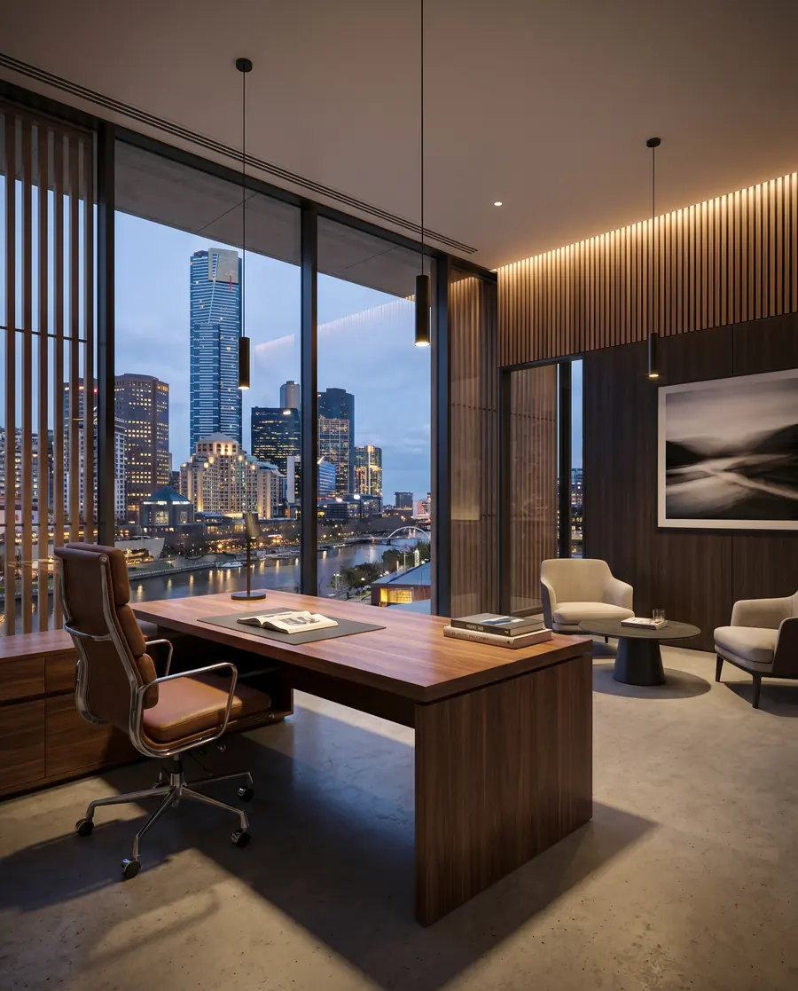 Executive office with large, spotless windows